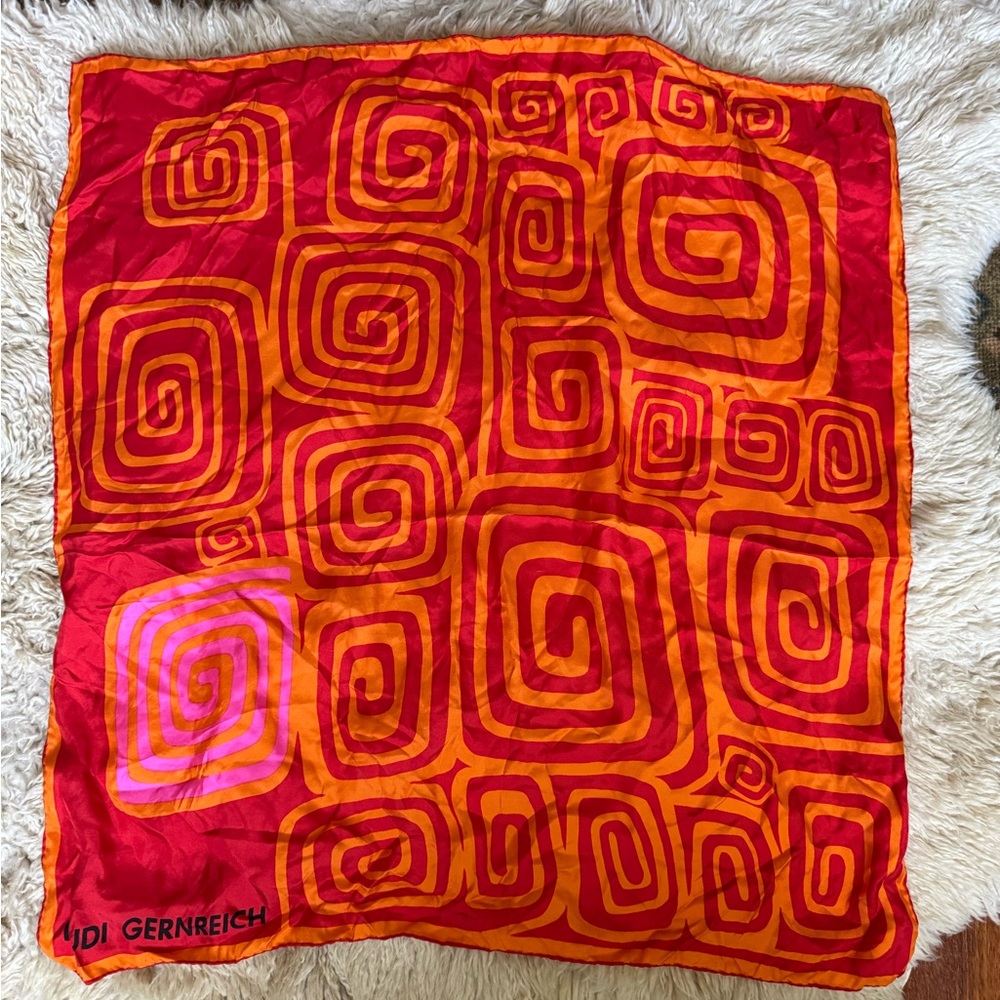 Red and Orange Geometric Patterned Scarf